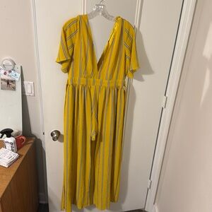 Yellow maxi dress with shorts